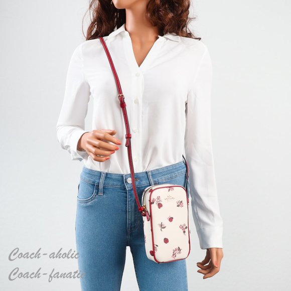 NWT Coach North South Zip Phone Crossbody With Ladybug Floral Print - Picture 2 of 12